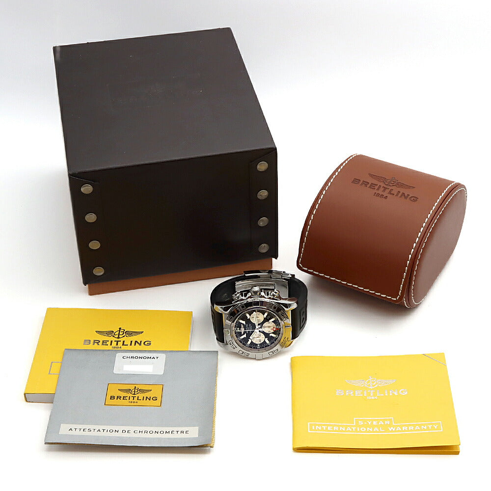 BREITLING ブライトリング クロノマット GMT AB0410 クロノグラフ デイト 500m防水 黒 ブラック SS ステンレス 純正ベルト 純正尾錠 メンズ 自動巻き【6ヶ月保証】【腕時計】【中古】