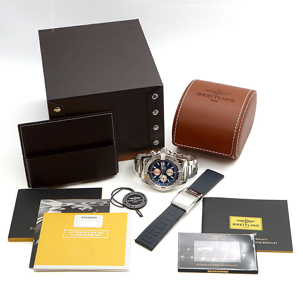 BREITLING ブライトリング スーパーアベンジャーII クロノグラフ A13371 300m防水 デイト 青 ブルー SS ステンレス メンズ 自動巻き スーパーアベンジャー2【6ヶ月保証】【腕時計】【中古】