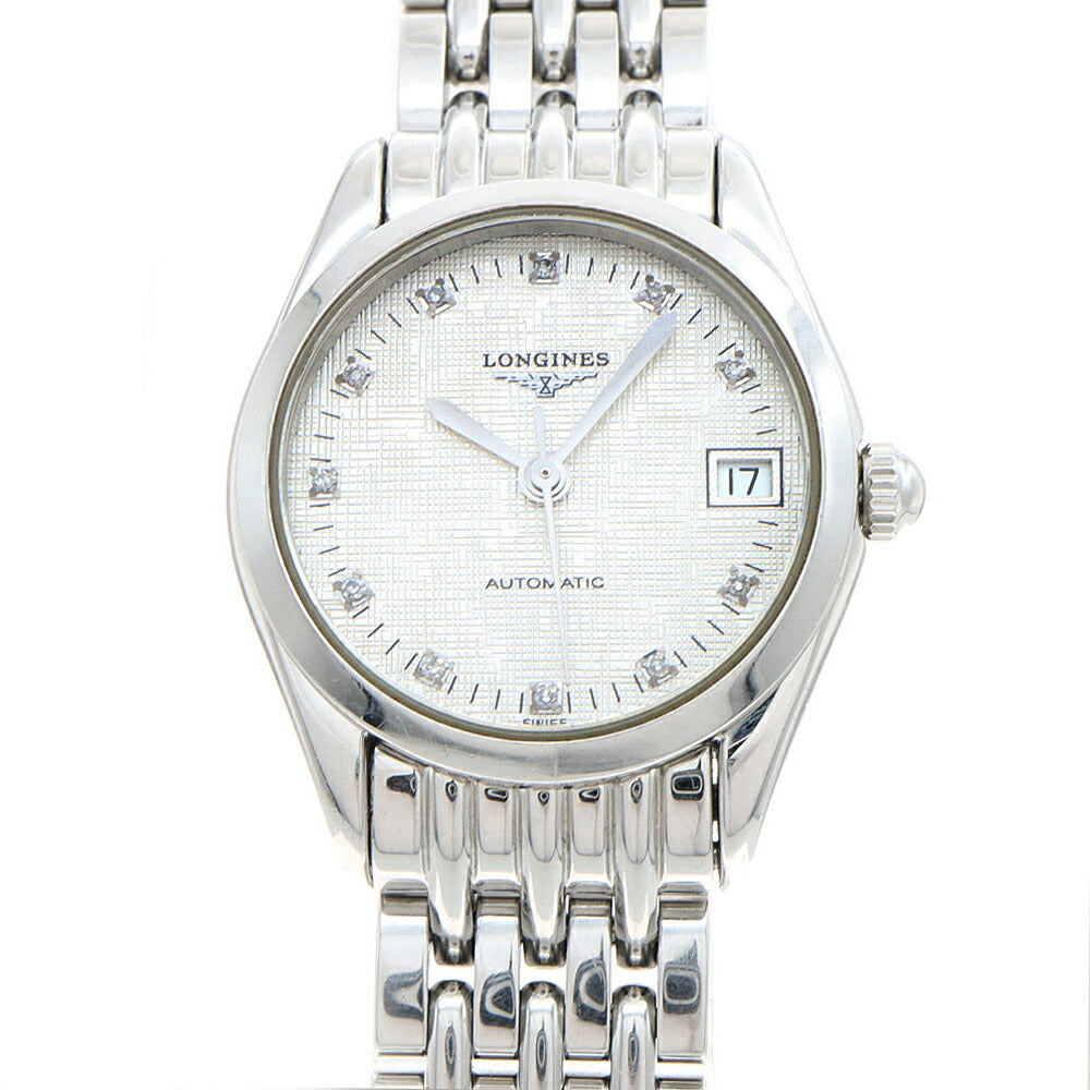 LONGINES ロンジン グランド クラシック L4.298.4 純正ダイヤモンド 11Pダイヤ デイト 30m防水 シルバー SS ステンレス レディース 自動巻き【6ヶ月保証】【腕時計】【中古】