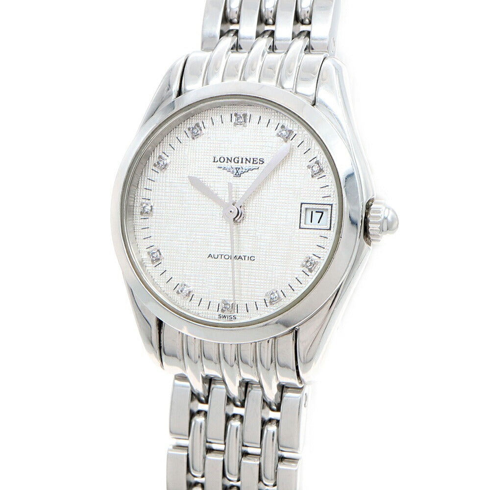 LONGINES ロンジン グランド クラシック L4.298.4 純正ダイヤモンド 11Pダイヤ デイト 30m防水 シルバー SS ステンレス レディース 自動巻き【6ヶ月保証】【腕時計】【中古】