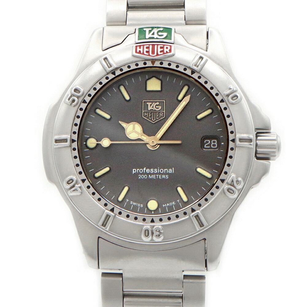 電池交換済 TAG Heuer タグホイヤー プロフェッショナル200 999.213A デイト 200m防水 グレー SS ステンレス メンズ レディース ボーイズ クォーツ【6ヶ月保証】【腕時計】【中古】
