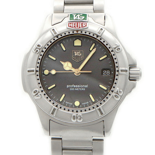 電池交換済 TAG Heuer タグホイヤー プロフェッショナル200 999.213A デイト 200m防水 グレー SS ステンレス メンズ レディース ボーイズ クォーツ【6ヶ月保証】【腕時計】【中古】