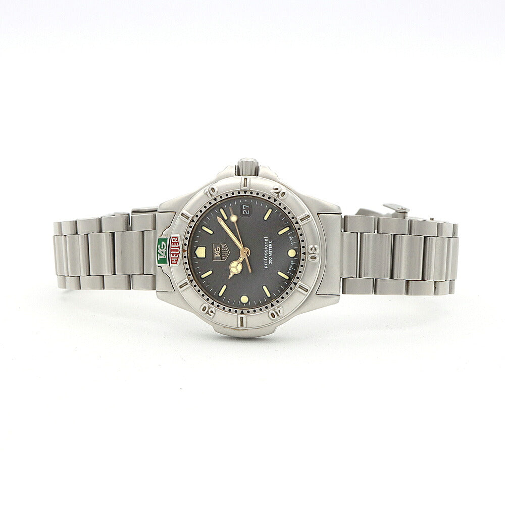 電池交換済 TAG Heuer タグホイヤー プロフェッショナル200 999.213A デイト 200m防水 グレー SS ステンレス メンズ レディース ボーイズ クォーツ【6ヶ月保証】【腕時計】【中古】