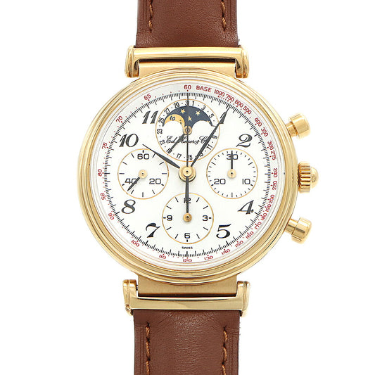 TAG Heuer タグホイヤー エドワード ホイヤー クロノグラフ 188.215/1 ムーンフェイス デイト 30m防水 白 ホワイト YGP イエローゴールド SS ステンレス コンビ 純正ベルト メンズ 手巻き【6ヶ月保証】【腕時計】【中古】