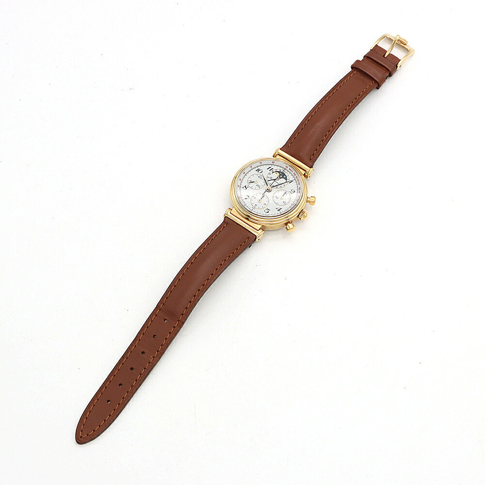 TAG Heuer タグホイヤー エドワード ホイヤー クロノグラフ 188.215/1 ムーンフェイス デイト 30m防水 白 ホワイト YGP イエローゴールド SS ステンレス コンビ 純正ベルト メンズ 手巻き【6ヶ月保証】【腕時計】【中古】