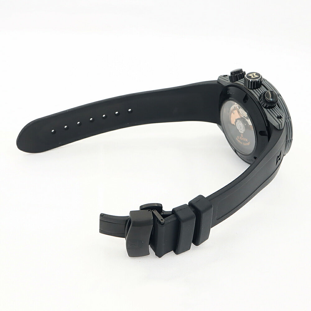 EDOX エドックス クロノオフショア1 カーボン クロノグラフ 01125-CLNGN-BUNN 裏スケ 500m防水 デイデイト 青 ブルー カーボン SS ステンレス 純正ベルト 純正尾錠 メンズ 自動巻き【6ヶ月保証】【腕時計】【中古】