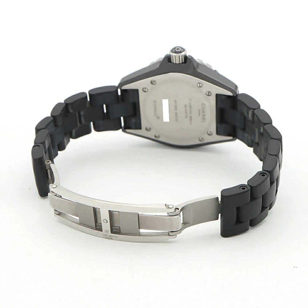 YK☆電池交換済 CHANEL シャネル J12 33mm H0681 デイト 200m防水 黒 ブラック SS ステンレス CE セラミック ラバー レディース クォーツ【6ヶ月保証】【腕時計】【中古】