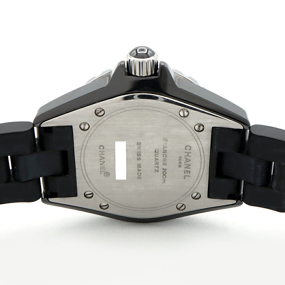 YK☆電池交換済 CHANEL シャネル J12 33mm H0681 デイト 200m防水 黒 ブラック SS ステンレス CE セラミック ラバー レディース クォーツ【6ヶ月保証】【腕時計】【中古】