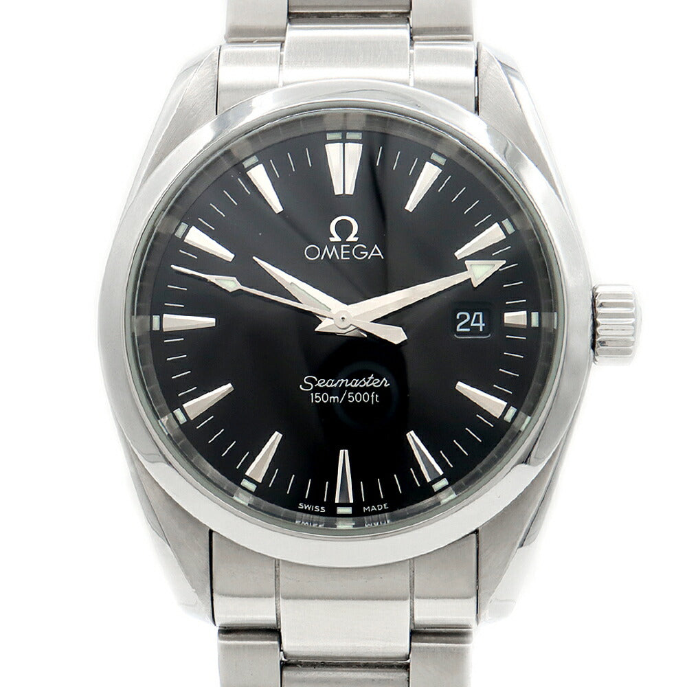 電池交換済 OMEGA オメガ シーマスター アクアテラ 2518.50 デイト 150m防水 黒 ブラック SS ステンレス メンズ クォーツ【6ヶ月保証】【腕時計】【中古】