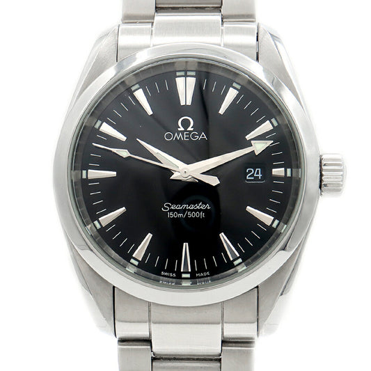 電池交換済 OMEGA オメガ シーマスター アクアテラ 2518.50 デイト 150m防水 黒 ブラック SS ステンレス メンズ クォーツ【6ヶ月保証】【腕時計】【中古】