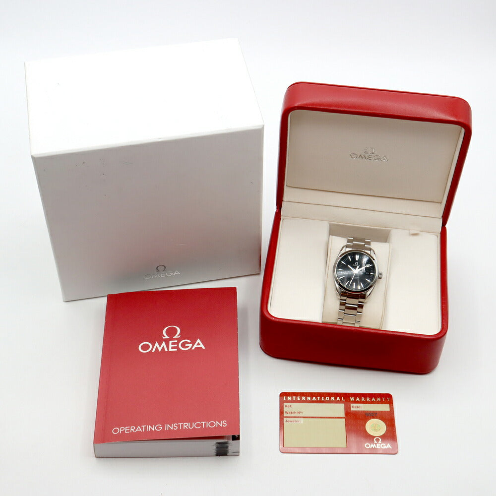 電池交換済 OMEGA オメガ シーマスター アクアテラ 2518.50 デイト 150m防水 黒 ブラック SS ステンレス メンズ クォーツ【6ヶ月保証】【腕時計】【中古】