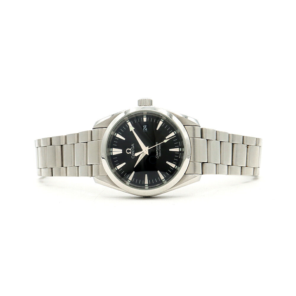 電池交換済 OMEGA オメガ シーマスター アクアテラ 2518.50 デイト 150m防水 黒 ブラック SS ステンレス メンズ クォーツ【6ヶ月保証】【腕時計】【中古】