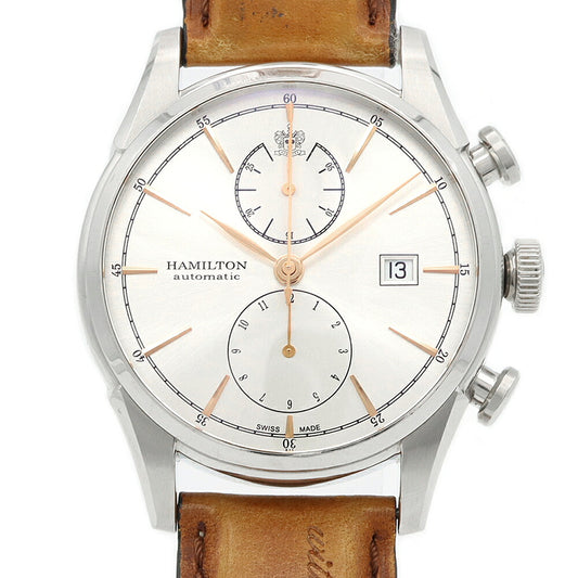 HAMILTON ハミルトン ジャズマスター スピリットオブリバティ クロノ H324160 デイト クロノグラフ シルバー SS ステンレス 純正ベルト 純正尾錠 メンズ 自動巻き【6ヶ月保証】【腕時計】【中古】