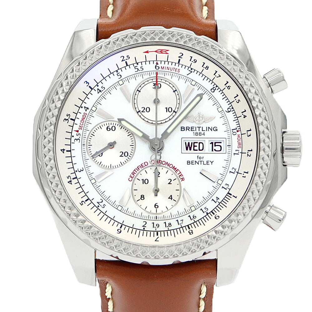 BREITLING ブライトリング ベントレーGT A13362 クロノグラフ 100m防水 デイデイト 白 ホワイト SS ステンレス 純正バックル メンズ 自動巻き【自社保証6ヶ月】【腕時計】【中古】