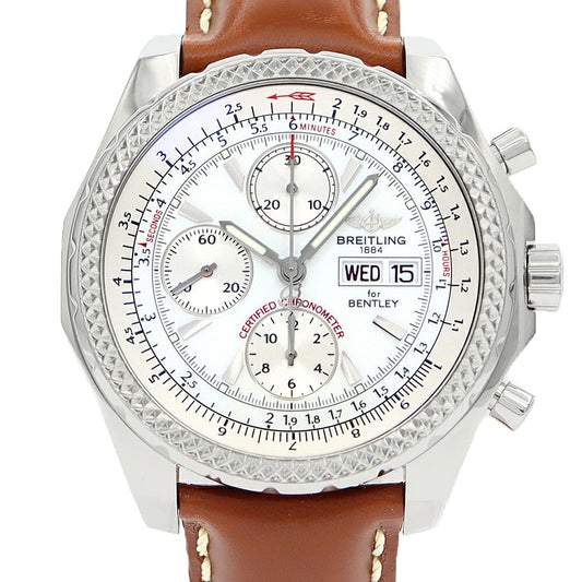 BREITLING ブライトリング ベントレーGT A13362 クロノグラフ 100m防水 デイデイト 白 ホワイト SS ステンレス 純正バックル メンズ 自動巻き【自社保証6ヶ月】【腕時計】【中古】