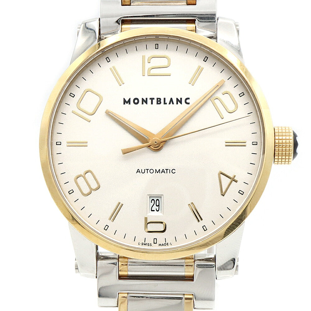 MONTBLANC モンブラン タイムウォーカー 7210 デイト 裏スケ 30m防水 シルバー YG イエローゴールド SS ステンレス コンビ メンズ 自動巻き【6ヶ月保証】【腕時計】【中古】