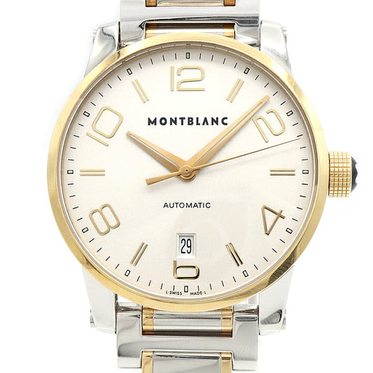 MONTBLANC モンブラン タイムウォーカー 7210 デイト 裏スケ 30m防水 シルバー YG イエローゴールド SS ステンレス コンビ メンズ 自動巻き【6ヶ月保証】【腕時計】【中古】