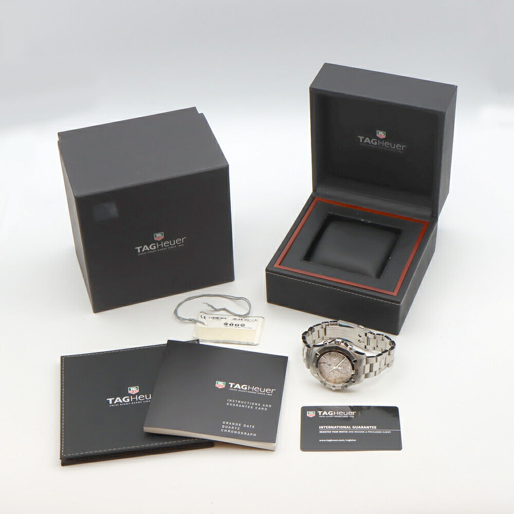 電池交換済 TAG Heuer タグホイヤー アクアレーサー クロノグラフ グランドデイト CAF101F スモールセコンド 300m防水 シルバー SS ステンレス メンズ クォーツ【6ヶ月保証】【腕時計】【中古】