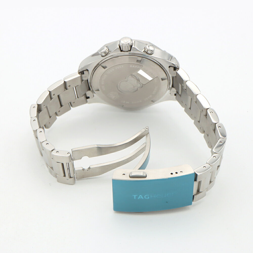 電池交換済 TAG Heuer タグホイヤー アクアレーサー クロノグラフ グランドデイト CAF101F スモールセコンド 300m防水 シルバー SS ステンレス メンズ クォーツ【6ヶ月保証】【腕時計】【中古】