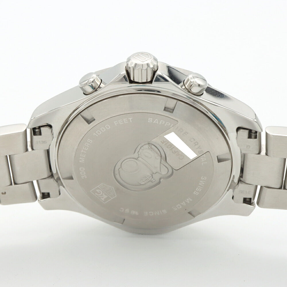電池交換済 TAG Heuer タグホイヤー アクアレーサー クロノグラフ グランドデイト CAF101F スモールセコンド 300m防水 シルバー SS ステンレス メンズ クォーツ【6ヶ月保証】【腕時計】【中古】
