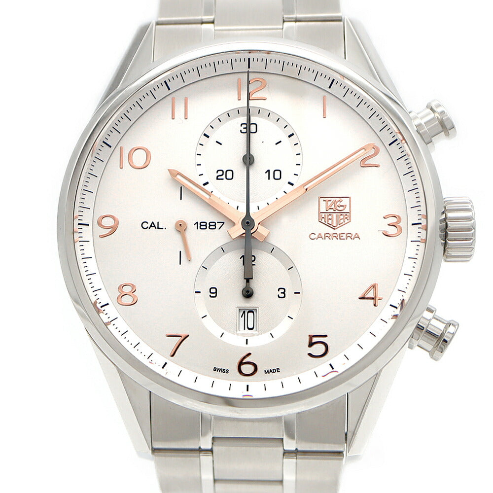 TAG Heuer タグホイヤー カレラ キャリバー1887 クロノグラフ CAR2012 デイト 100m防水 裏スケ シルバー SS ステンレス メンズ 自動巻き【6ヶ月保証】【腕時計】【中古】