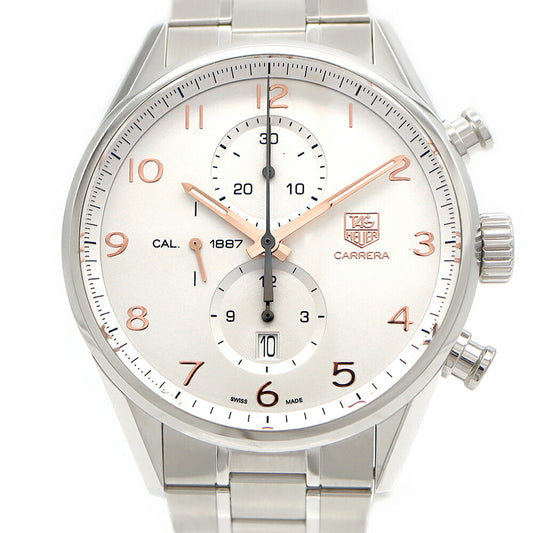 TAG Heuer タグホイヤー カレラ キャリバー1887 クロノグラフ CAR2012 デイト 100m防水 裏スケ シルバー SS ステンレス メンズ 自動巻き【6ヶ月保証】【腕時計】【中古】