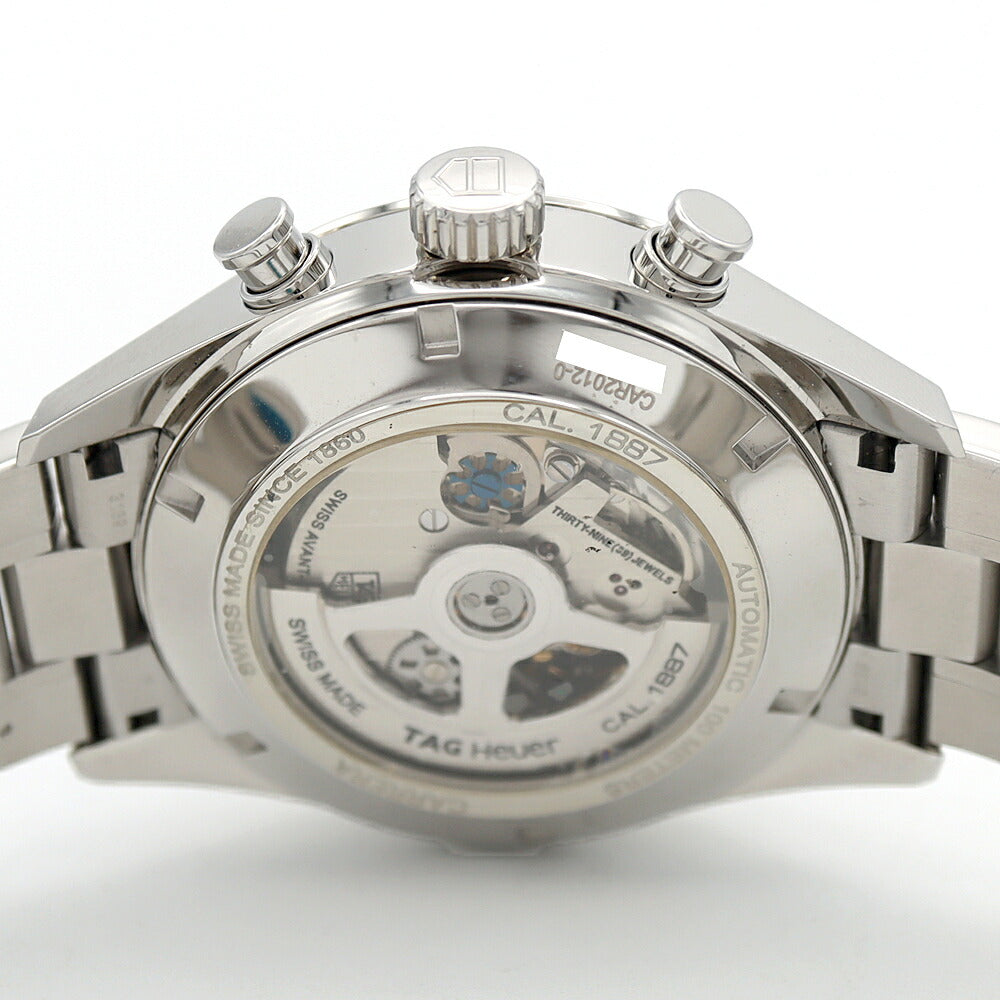 TAG Heuer タグホイヤー カレラ キャリバー1887 クロノグラフ CAR2012 デイト 100m防水 裏スケ シルバー SS ステンレス メンズ 自動巻き【6ヶ月保証】【腕時計】【中古】
