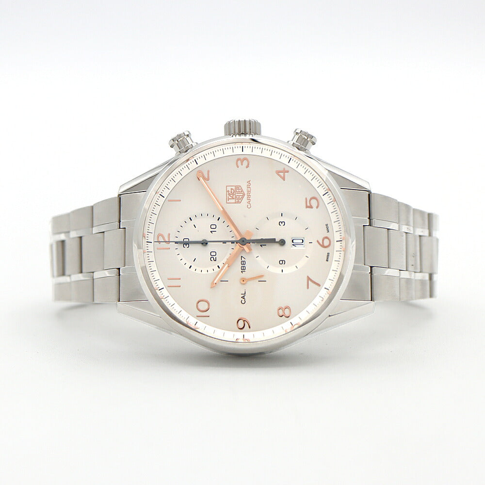 TAG Heuer タグホイヤー カレラ キャリバー1887 クロノグラフ CAR2012 デイト 100m防水 裏スケ シルバー SS ステンレス メンズ 自動巻き【6ヶ月保証】【腕時計】【中古】
