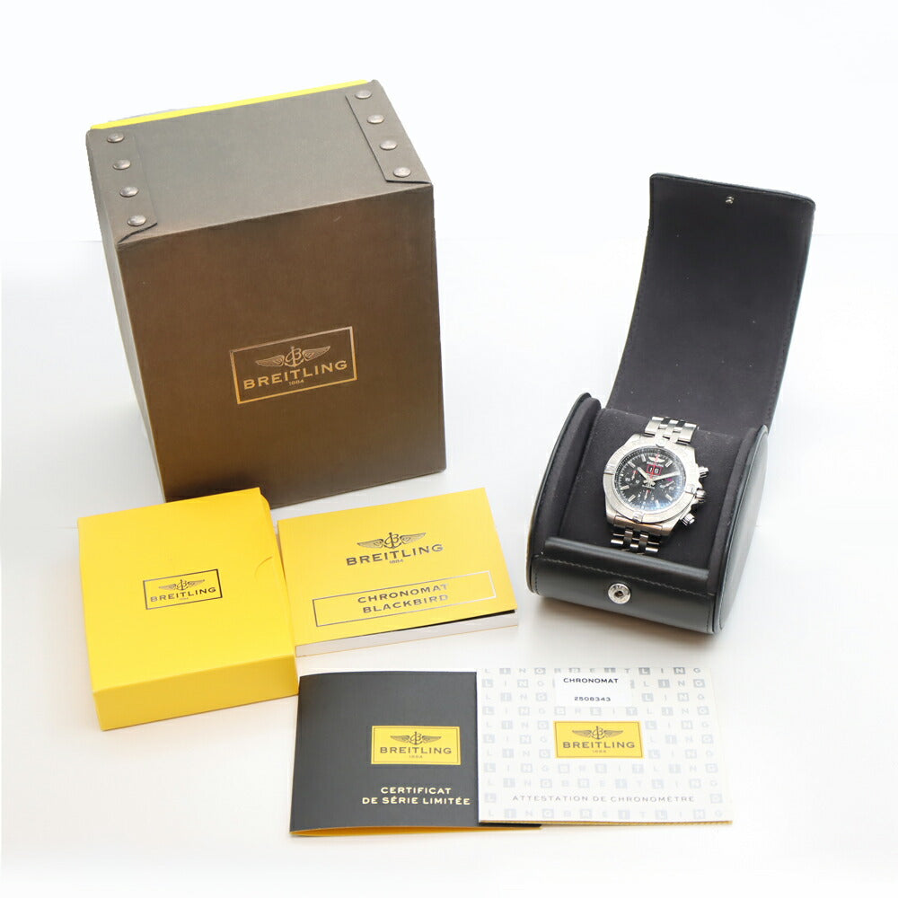 BREITLING ブライトリング クロノマット ブラックバード 世界2000本限定 A44360 クロノグラフ ビッグデイト 300m防水 黒 ブラック SS ステンレス メンズ 自動巻き【6ヶ月保証】【腕時計】【中古】