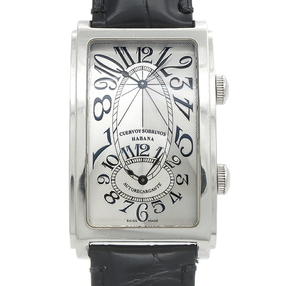 CUERVO Y SOBRINOS クエルボ イ ソブリノス ハバナ プロミネンテ デュアルタイム A1112-2 裏スケ シルバー SS ステンレス 純正尾錠 メンズ 自動巻き【6ヶ月保証】【腕時計】【中古】