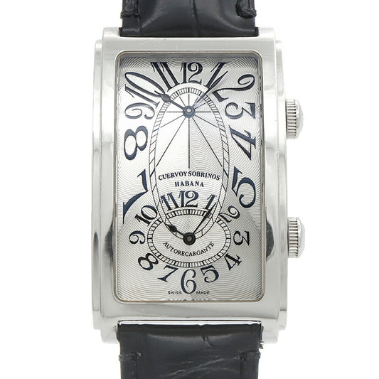 CUERVO Y SOBRINOS クエルボ イ ソブリノス ハバナ プロミネンテ デュアルタイム A1112-2 裏スケ シルバー SS ステンレス 純正尾錠 メンズ 自動巻き【6ヶ月保証】【腕時計】【中古】