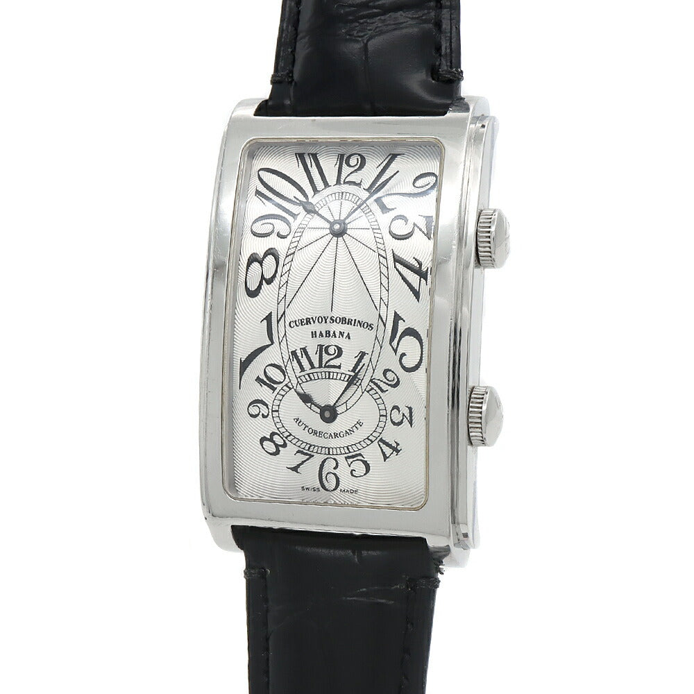 CUERVO Y SOBRINOS クエルボ イ ソブリノス ハバナ プロミネンテ デュアルタイム A1112-2 裏スケ シルバー SS ステンレス 純正尾錠 メンズ 自動巻き【6ヶ月保証】【腕時計】【中古】