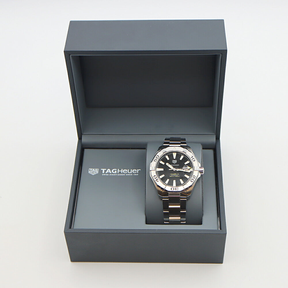 内部点検済 TAG Heuer タグホイヤー アクアレーサー キャリバー5 WAY2010 デイト 300m防水 黒 ブラック SS ステンレス メンズ 自動巻き【6ヶ月保証】【腕時計】【中古】