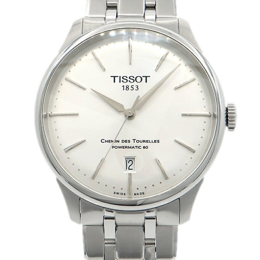 TISSOT ティソ シュマン デ トゥレル パワーマティック 80 T139807A デイト 50m防水 裏スケ シルバー SS ステンレス メンズ 自動巻き【6ヶ月保証】【腕時計】【中古】