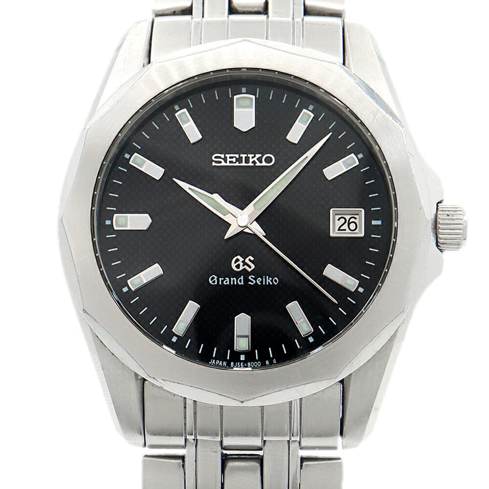 電池交換済 SEIKO セイコー GS グランドセイコー 8J56-8000 200m防水 黒 ブラック SS ステンレス メンズ クォーツ【6ヶ月保証】【腕時計】【中古】