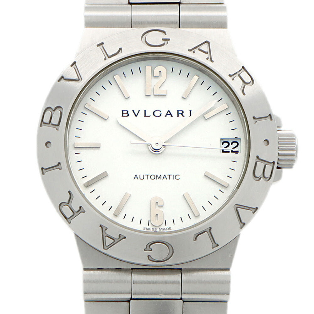 BVLGARI ブルガリ ディアゴノ スポーツ LCV29S デイト 白 ホワイト SS ステンレス レディース 自動巻き【6ヶ月保証】【腕時計】【中古】