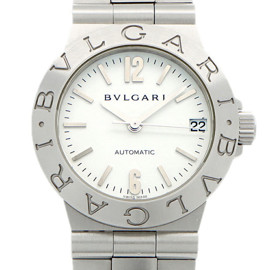 BVLGARI ブルガリ ディアゴノ スポーツ LCV29S デイト 白 ホワイト SS ステンレス レディース 自動巻き【6ヶ月保証】【腕時計】【中古】