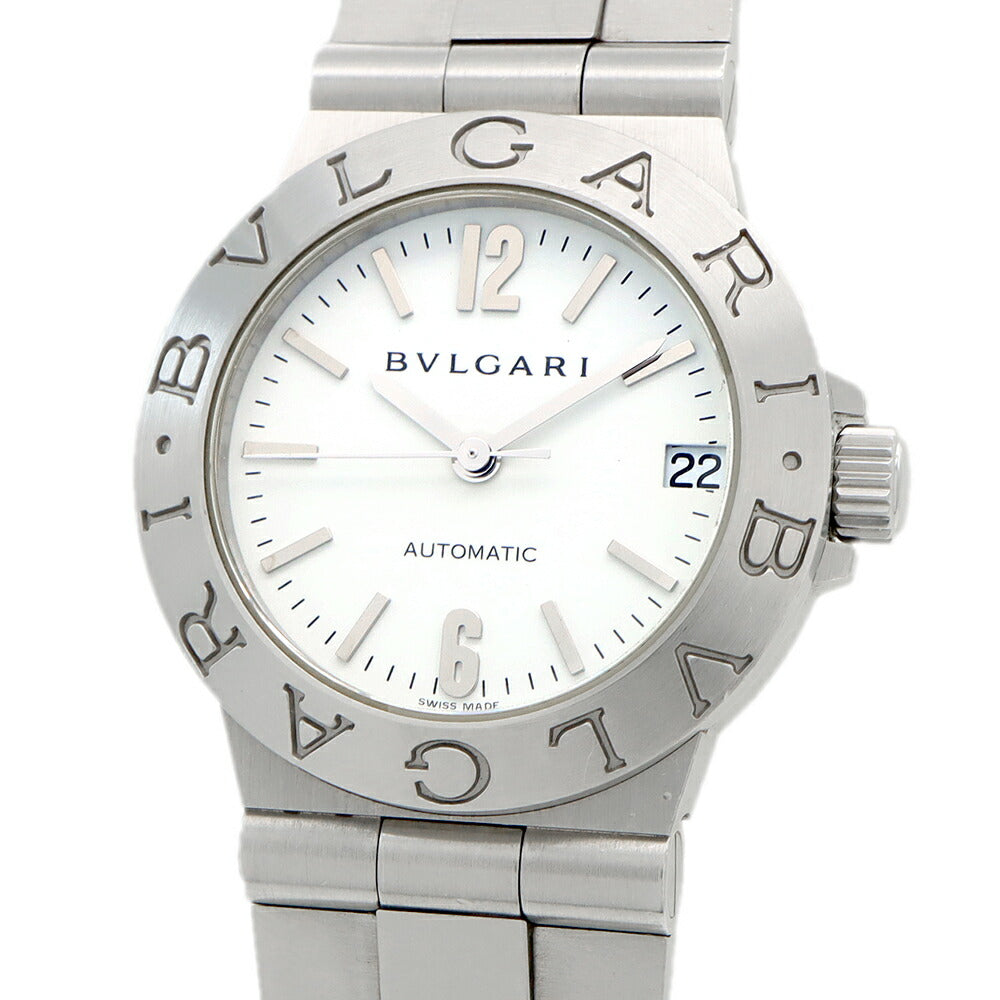 BVLGARI ブルガリ ディアゴノ スポーツ LCV29S デイト 白 ホワイト SS ステンレス レディース 自動巻き【6ヶ月保証】【腕時計】【中古】