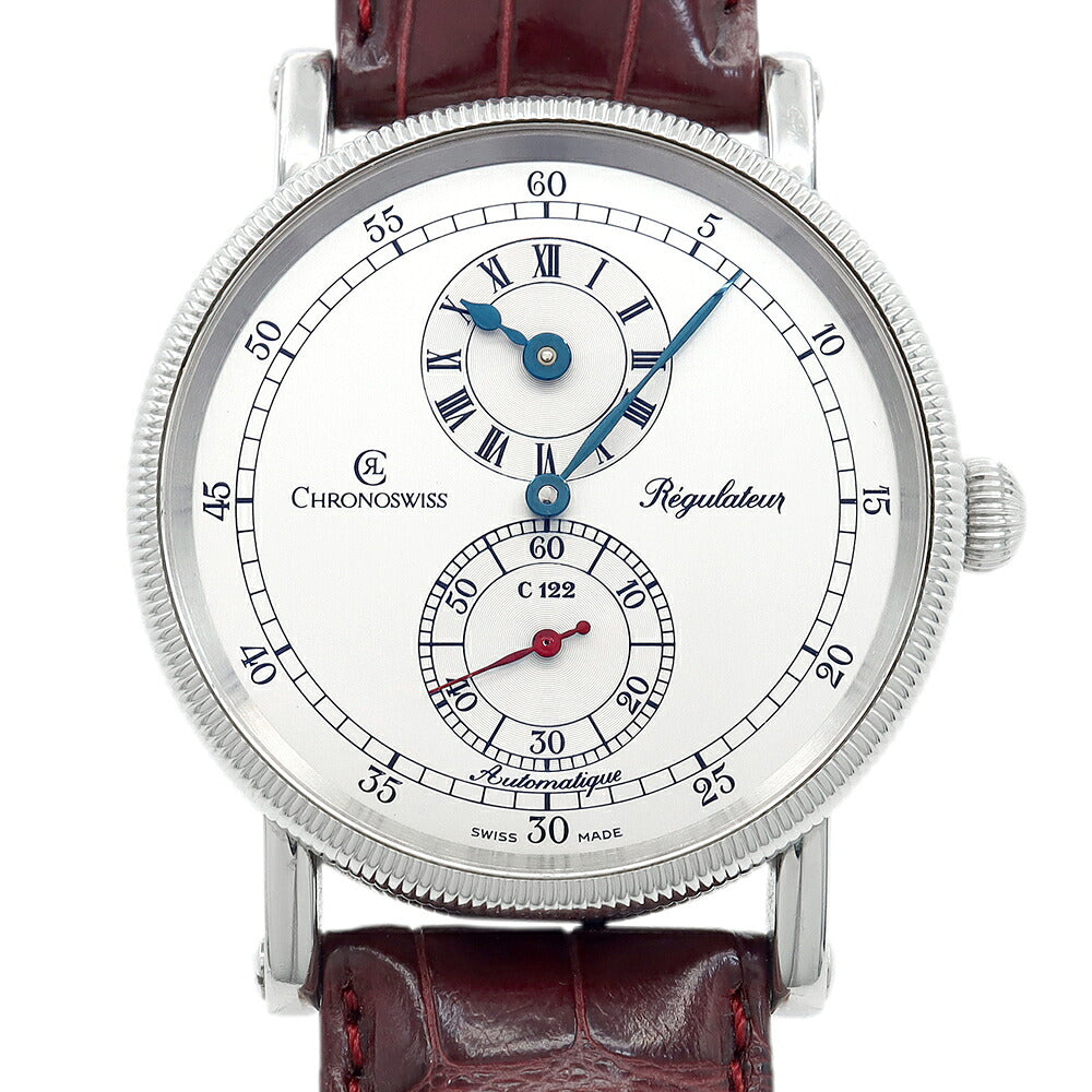 内部点検済 CHRONOSWISS クロノスイス レギュレーター UNITED ARROWS 25本限定 CH1223UA 裏スケ シルバー SS ステンレス 純正ベルト 純正尾錠 メンズ 自動巻き【6ヶ月保証】【腕時計】【中古】