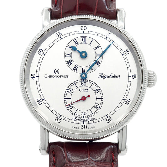 内部点検済 CHRONOSWISS クロノスイス レギュレーター UNITED ARROWS 25本限定 CH1223UA 裏スケ シルバー SS ステンレス 純正ベルト 純正尾錠 メンズ 自動巻き【6ヶ月保証】【腕時計】【中古】