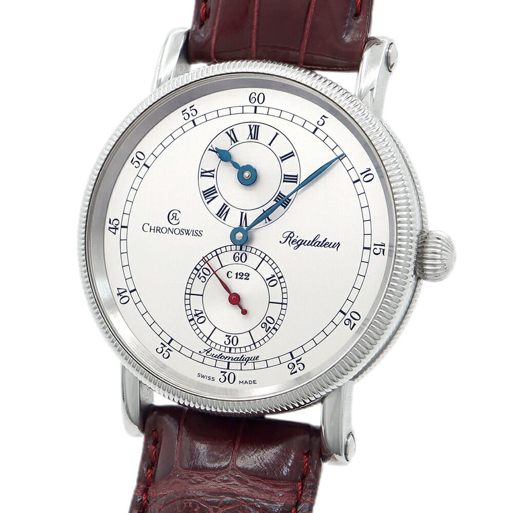 内部点検済 CHRONOSWISS クロノスイス レギュレーター UNITED ARROWS 25本限定 CH1223UA 裏スケ シルバー SS ステンレス 純正ベルト 純正尾錠 メンズ 自動巻き【6ヶ月保証】【腕時計】【中古】