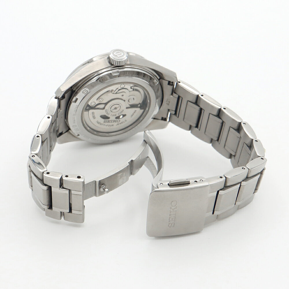 SEIKO セイコー プレザージュ シャープエッジシリーズ 6R38-00A0 SARX097 オープンハート 100m防水 裏スケ 白練 シルバー SS ステンレス メンズ 自動巻き プレサージュ【6ヶ月保証】【腕時計】【中古】