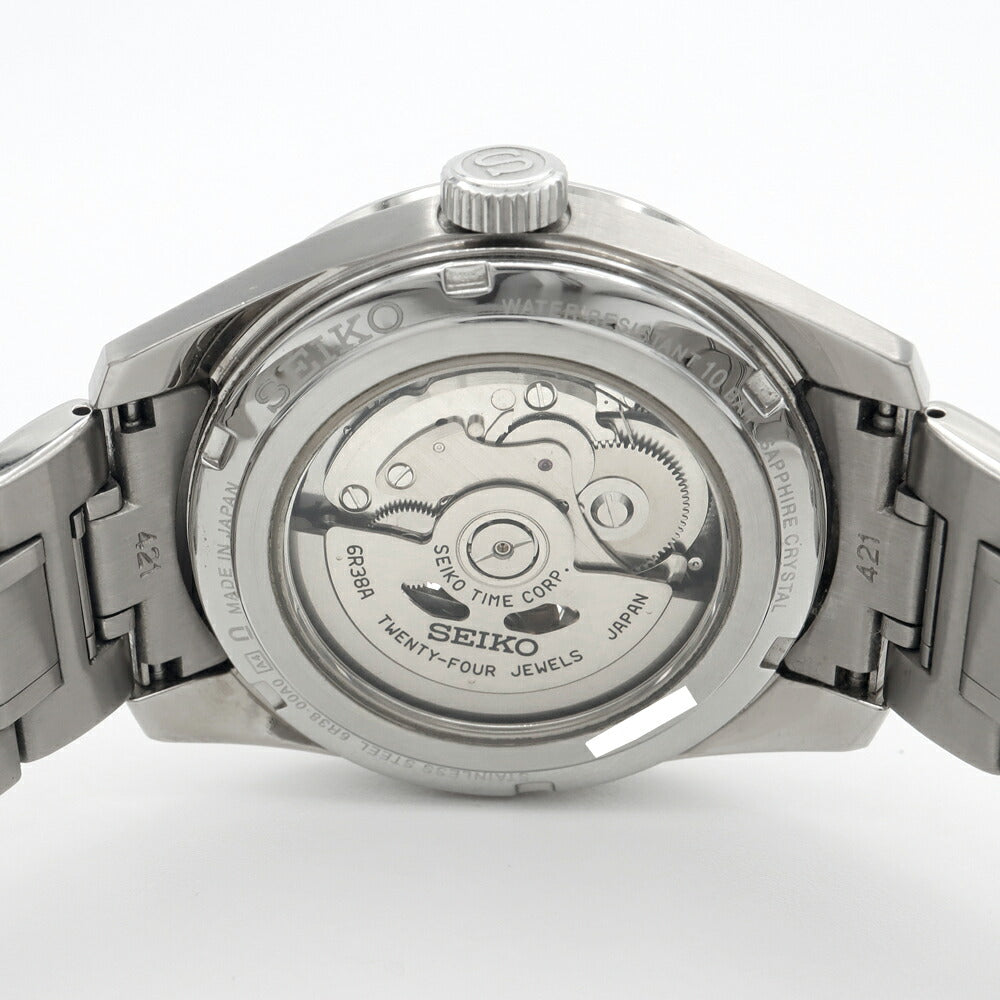 SEIKO セイコー プレザージュ シャープエッジシリーズ 6R38-00A0 SARX097 オープンハート 100m防水 裏スケ 白練 シルバー SS ステンレス メンズ 自動巻き プレサージュ【6ヶ月保証】【腕時計】【中古】
