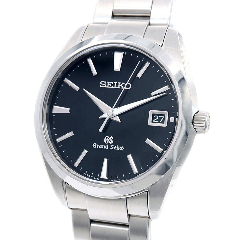 電池交換済 SEIKO セイコー GS グランドセイコー ヘリテージコレクション 9F82-0AF0 デイト 100m防水 黒 ブラック SS ステンレス メンズ クォーツ【6ヶ月保証】【腕時計】【中古】