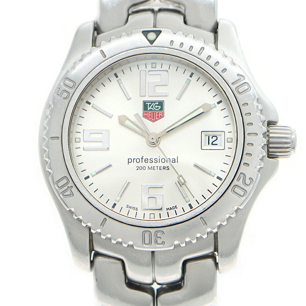 電池交換済 TAG Heuer タグホイヤー リンク プロフェッショナル WT1212 200m防水 デイト シルバー SS ステンレス メンズ クォーツ【6ヶ月保証】【腕時計】【中古】