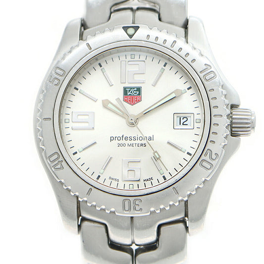 電池交換済 TAG Heuer タグホイヤー リンク プロフェッショナル WT1212 200m防水 デイト シルバー SS ステンレス メンズ クォーツ【6ヶ月保証】【腕時計】【中古】