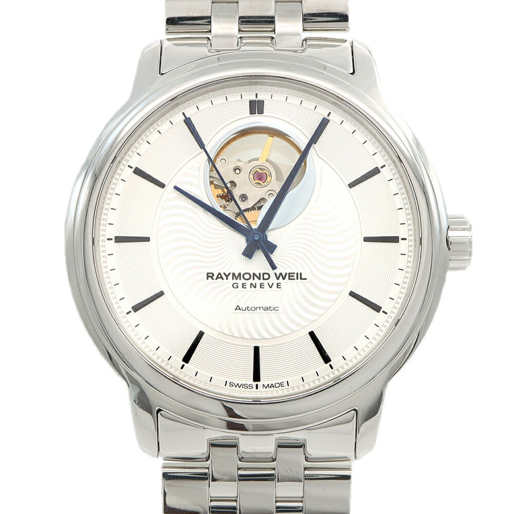RAYMOND WEIL レイモンドウェイル マエストロ 2227 50m防水 裏スケ シルバー SS ステンレス メンズ 自動巻き【6ヶ月保証】【腕時計】【中古】