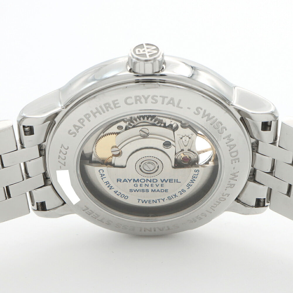 RAYMOND WEIL レイモンドウェイル マエストロ 2227 50m防水 裏スケ シルバー SS ステンレス メンズ 自動巻き【6ヶ月保証】【腕時計】【中古】