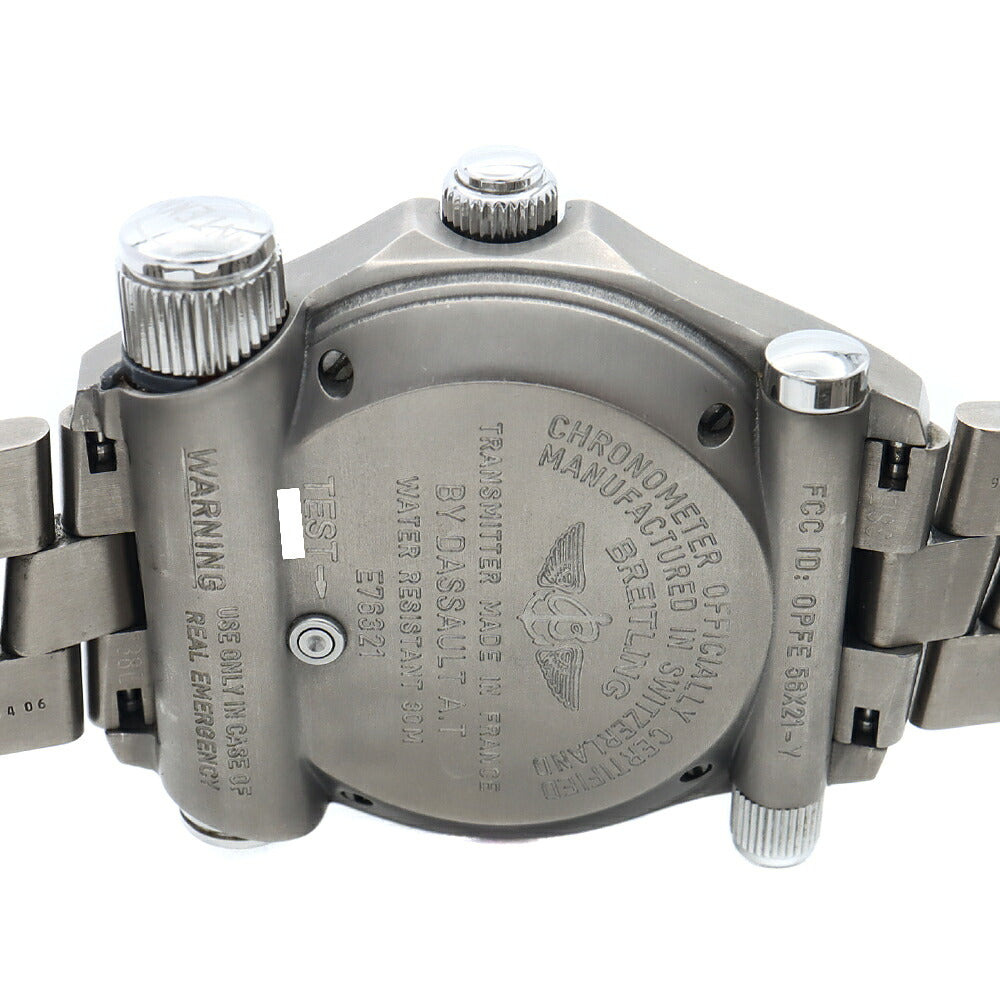 電池交換済 BREITLING ブライトリング エマージェンシー クロノグラフ E7632110 30m防水 デイデイト 青 ブルー Ti チタン メンズ デジタル アナログ デジアナ クォーツ【6ヶ月保証】【腕時計】【中古】