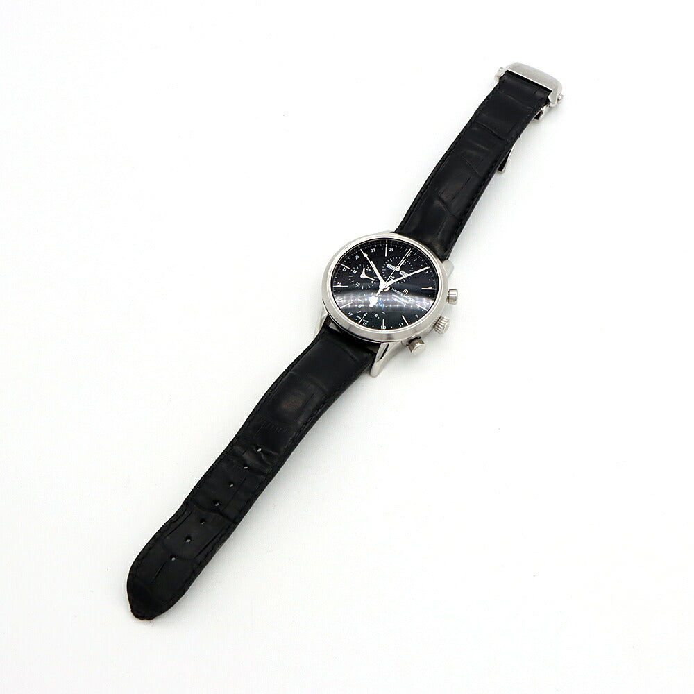 内部点検済 MAURICE LACROIX モーリスラクロア レ クラシック クロノグラフ ムーンフェイズ LC6078 トリプルカレンダー 黒 ブラック SS ステンレス 純正ベルト 純正尾錠 メンズ 自動巻き 【6ヶ月保証】【腕時計】【中古】